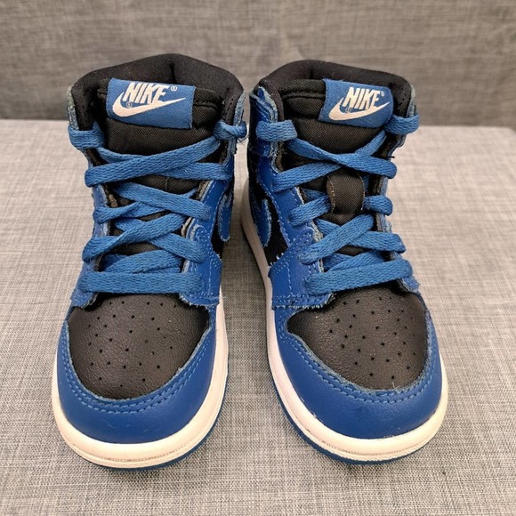 Size 6C Nike Air Jordan 1 Retro High OG TD - Dark Marina Blue 2021 AQ2665-404 - Picture 3 of 12